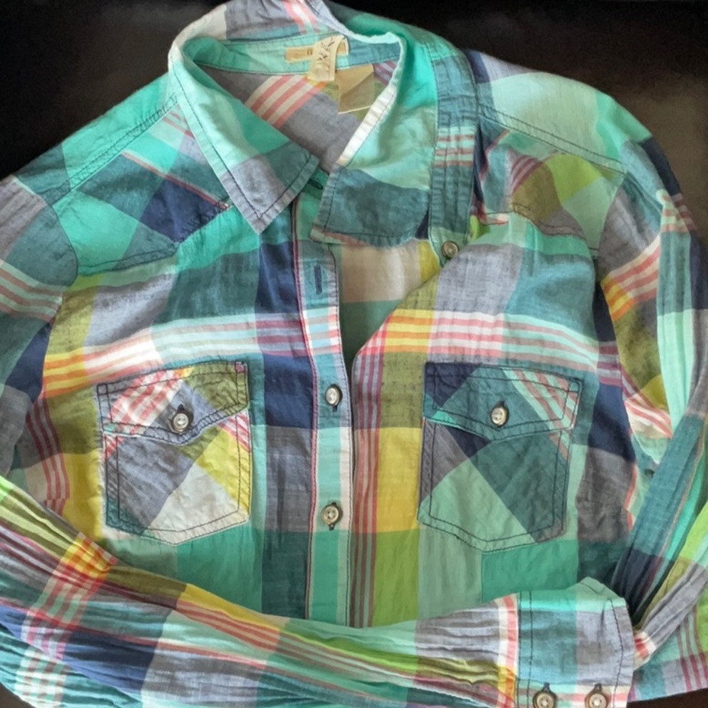 BKE lightweight long sleeve plaid shirts